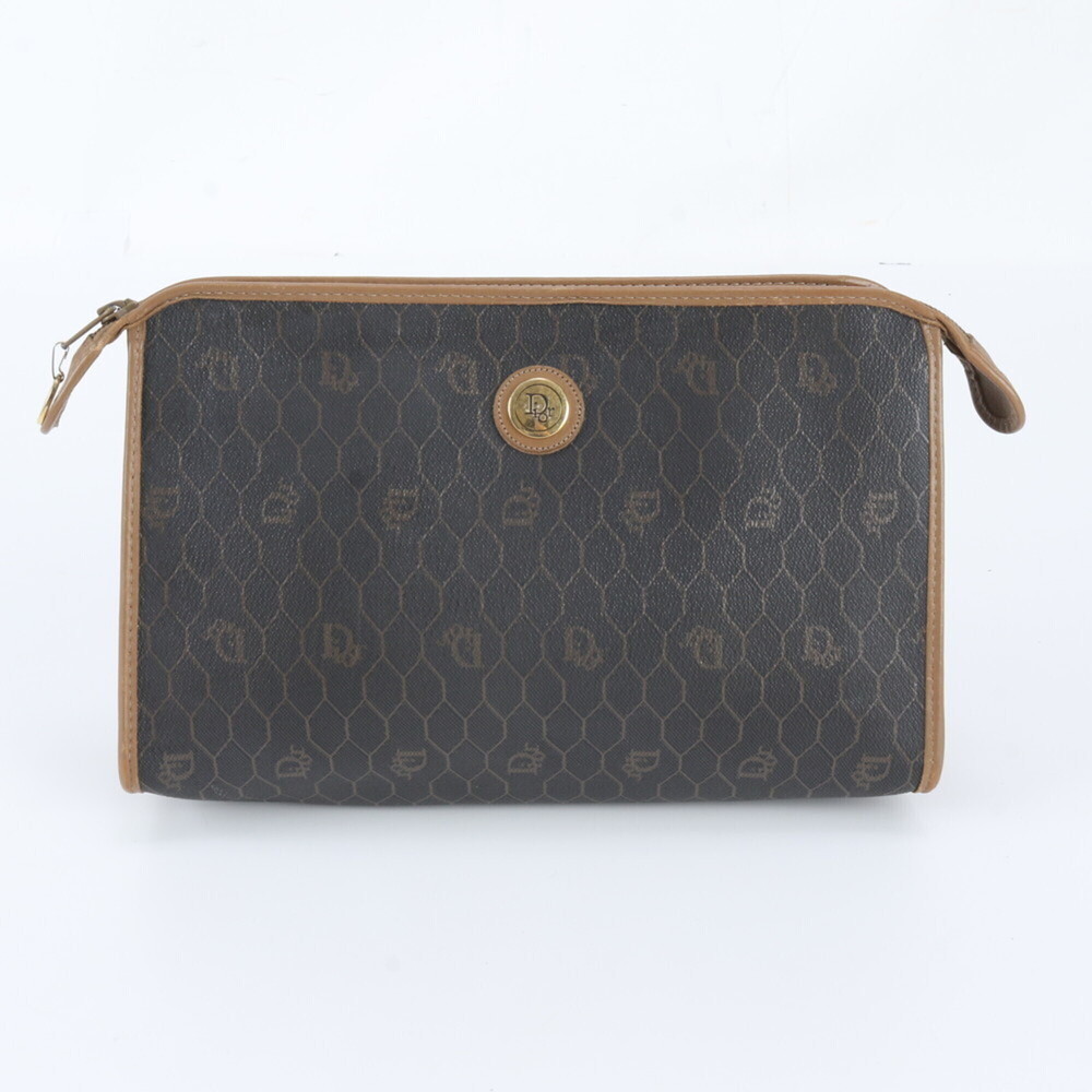 Christian Dior Honeycomb Pattern Leather Second Bag Clutch Pouch Brand Men's